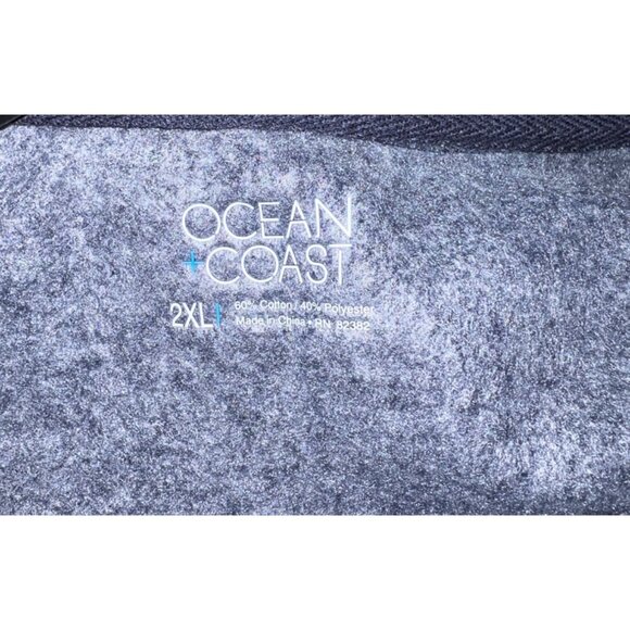 New Ocean & Coast Mens 2XL Navy Blue Half-Zip Pullover Sweatshirt High Neck - Picture 4 of 4